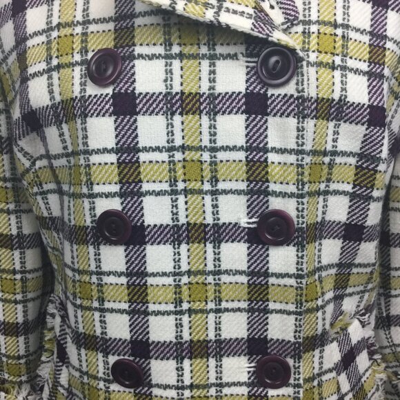 Pendleton Plaid Pea Coat Yellow Purple NWOT 8 - Picture 3 of 8